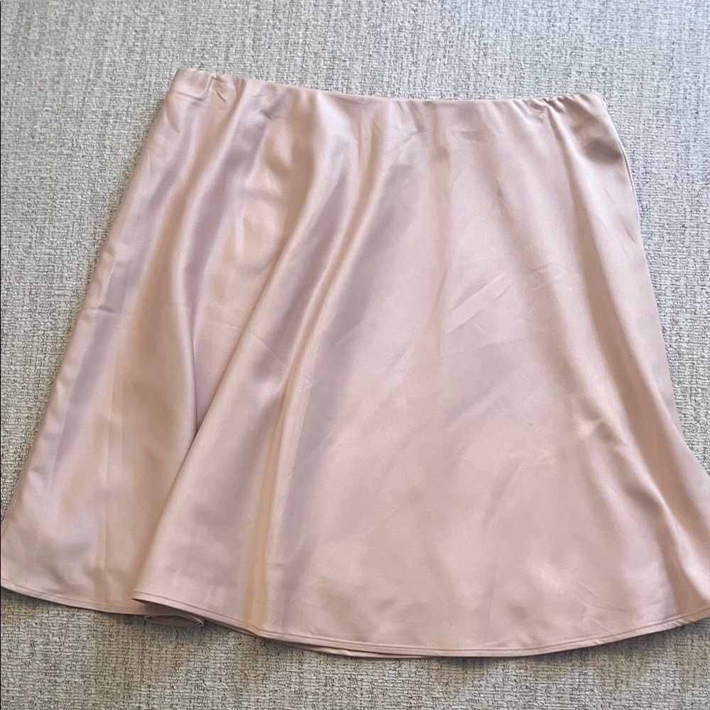 Express Light Pink Satin Mini Skirt